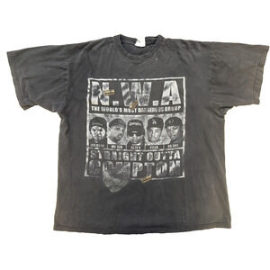 Vintage NWA Straight Outta Compton TShirt Men 2XL Phat Dog Blk Airbrush Back Y2K